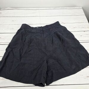 Nilby P High Waist Pleated Oversized Shorts Linen Rayon Blend Dark Gray 36 US 6